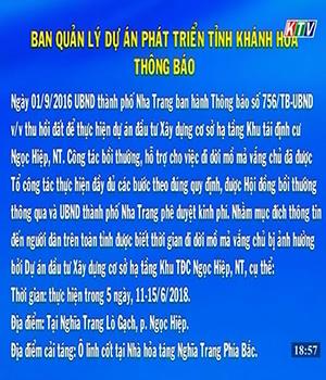 Thông báo về việc di dời mồ mả vắng chủ thuộc dự án Xây dựng cơ sở hạ tầng Khu tái định cư Ngọc Hiệp, thành phố Nha Trang